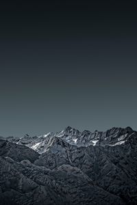 Preview wallpaper mountains, snow, mountain range, landscape, dusk