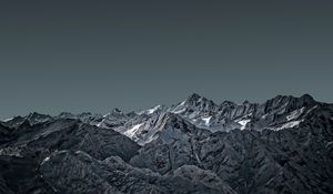 Preview wallpaper mountains, snow, mountain range, landscape, dusk