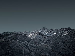 Preview wallpaper mountains, snow, mountain range, landscape, dusk