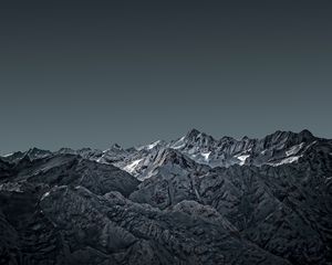 Preview wallpaper mountains, snow, mountain range, landscape, dusk