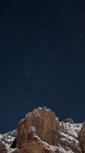 Preview wallpaper mountains, snow, night, stars, starry sky