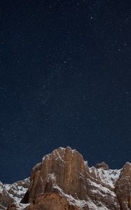 Preview wallpaper mountains, snow, night, stars, starry sky