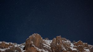 Preview wallpaper mountains, snow, night, stars, starry sky