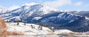 Preview wallpaper mountains, snow, peak, landscape, nature, valley