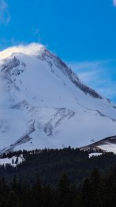 Preview wallpaper mountains, snow, peak, fog