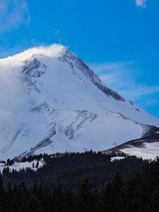 Preview wallpaper mountains, snow, peak, fog