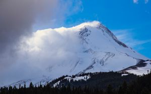 Preview wallpaper mountains, snow, peak, fog