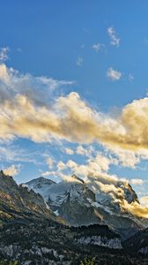 Preview wallpaper mountains, snow, peaks, clouds, nature