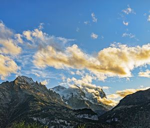 Preview wallpaper mountains, snow, peaks, clouds, nature