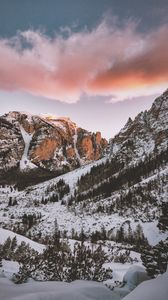 Preview wallpaper mountains, snow, peaks, marebbe, italy