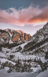 Preview wallpaper mountains, snow, peaks, marebbe, italy