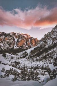 Preview wallpaper mountains, snow, peaks, marebbe, italy