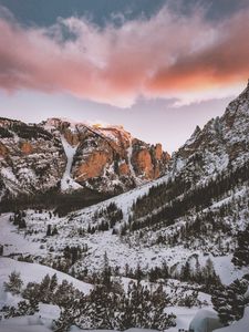 Preview wallpaper mountains, snow, peaks, marebbe, italy