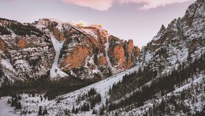 Preview wallpaper mountains, snow, peaks, marebbe, italy