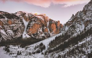 Preview wallpaper mountains, snow, peaks, marebbe, italy