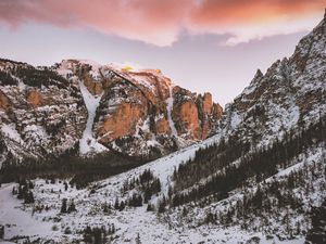 Preview wallpaper mountains, snow, peaks, marebbe, italy