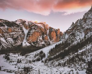 Preview wallpaper mountains, snow, peaks, marebbe, italy