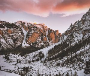 Preview wallpaper mountains, snow, peaks, marebbe, italy