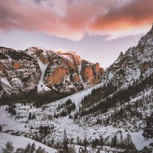 Preview wallpaper mountains, snow, peaks, marebbe, italy