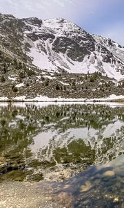 Preview wallpaper mountains, snow, peaks, lake, reflection, landscape