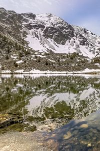 Preview wallpaper mountains, snow, peaks, lake, reflection, landscape