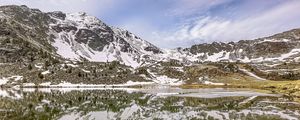 Preview wallpaper mountains, snow, peaks, lake, reflection, landscape
