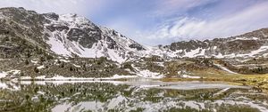 Preview wallpaper mountains, snow, peaks, lake, reflection, landscape