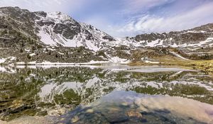 Preview wallpaper mountains, snow, peaks, lake, reflection, landscape