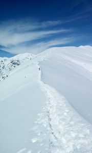 Preview wallpaper mountains, snow, peaks, trail