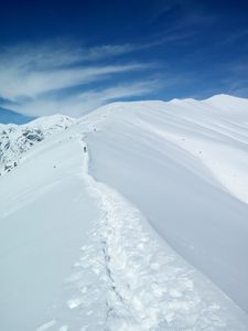 Preview wallpaper mountains, snow, peaks, trail