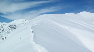 Preview wallpaper mountains, snow, peaks, trail