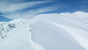 Preview wallpaper mountains, snow, peaks, trail