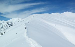 Preview wallpaper mountains, snow, peaks, trail