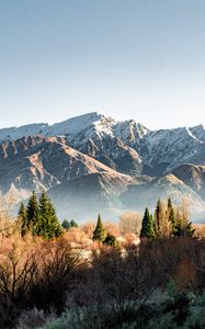 Preview wallpaper mountains, snow, peaks, trees, spruce