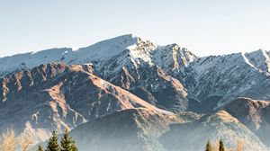 Preview wallpaper mountains, snow, peaks, trees, spruce