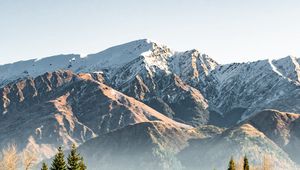 Preview wallpaper mountains, snow, peaks, trees, spruce