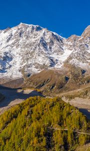 Preview wallpaper mountains, snow, relief, trees, valley