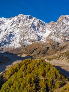 Preview wallpaper mountains, snow, relief, trees, valley