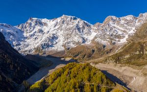 Preview wallpaper mountains, snow, relief, trees, valley