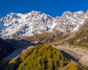 Preview wallpaper mountains, snow, relief, trees, valley