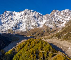 Preview wallpaper mountains, snow, relief, trees, valley