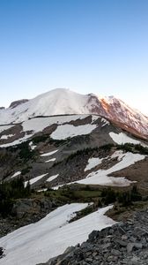 Preview wallpaper mountains, snow, relief, nature, landscape, trees