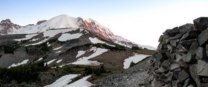 Preview wallpaper mountains, snow, relief, nature, landscape, trees
