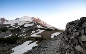 Preview wallpaper mountains, snow, relief, nature, landscape, trees