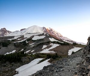 Preview wallpaper mountains, snow, relief, nature, landscape, trees