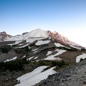 Preview wallpaper mountains, snow, relief, nature, landscape, trees