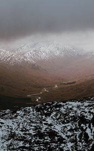 Preview wallpaper mountains, snow, relief, landscape, river