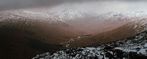 Preview wallpaper mountains, snow, relief, landscape, river