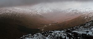 Preview wallpaper mountains, snow, relief, landscape, river