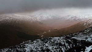 Preview wallpaper mountains, snow, relief, landscape, river